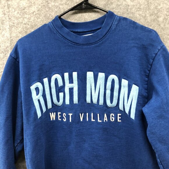 Rich Mom West Village Sweatshirt Womens Small S Blue Crewneck New York Pullover - Picture 3 of 8